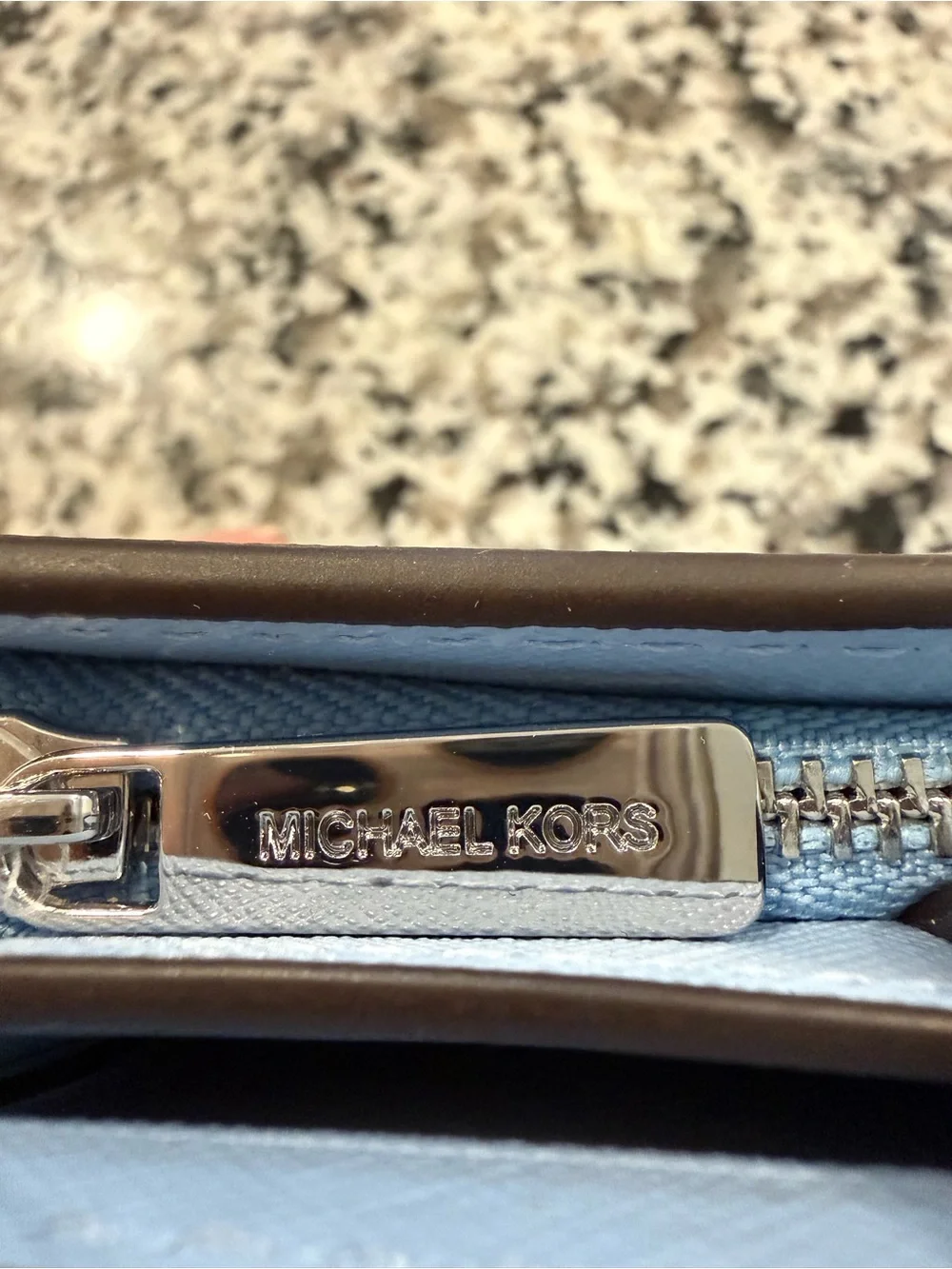 Michael Kors Pale Blue Wallet with Silver Logo